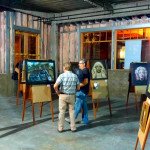 Patrons viewing local art